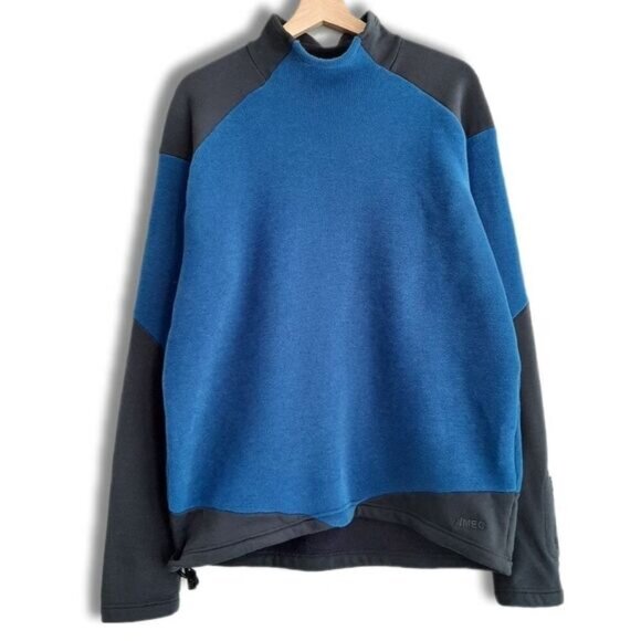 MEC | Polartec Soft Fleece Lined Mockneck Sweatshirt Blue & Black Men's Sz M - Picture 1 of 11